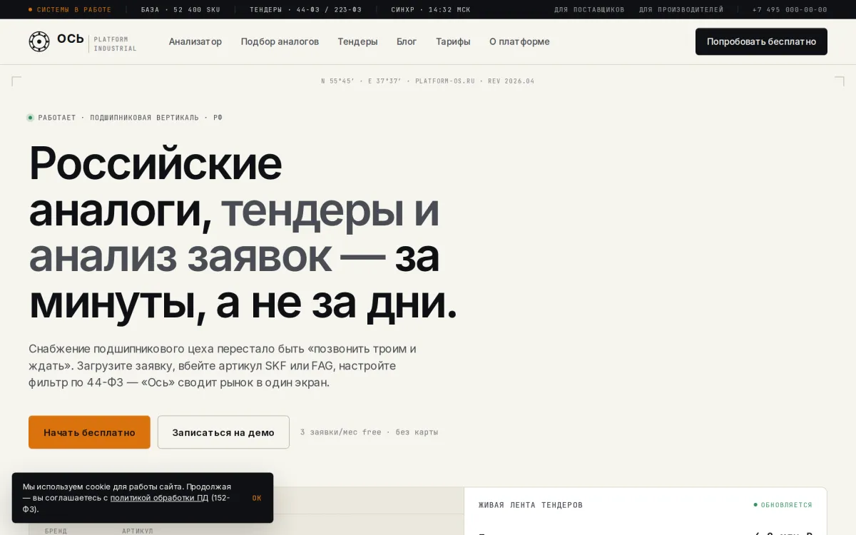 Ось — платформа подшипникового рынка