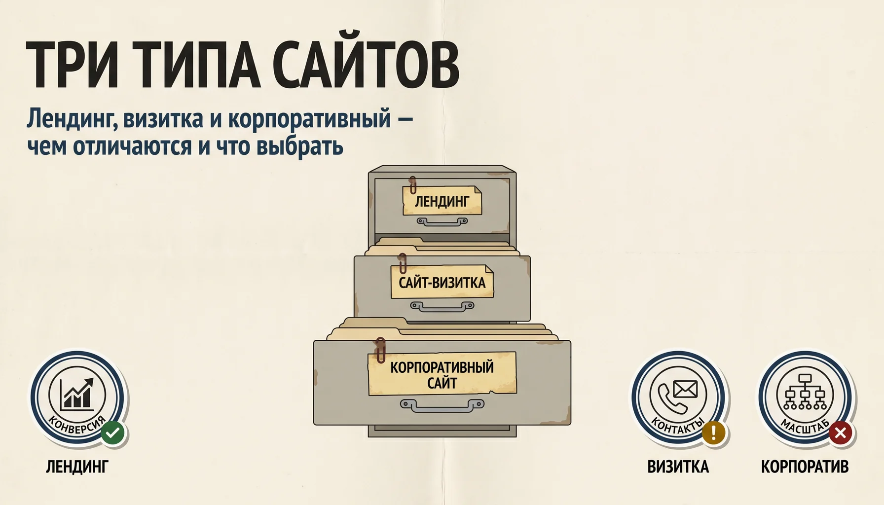 Чем лендинг отличается от сайта-визитки и корпоративного сайта