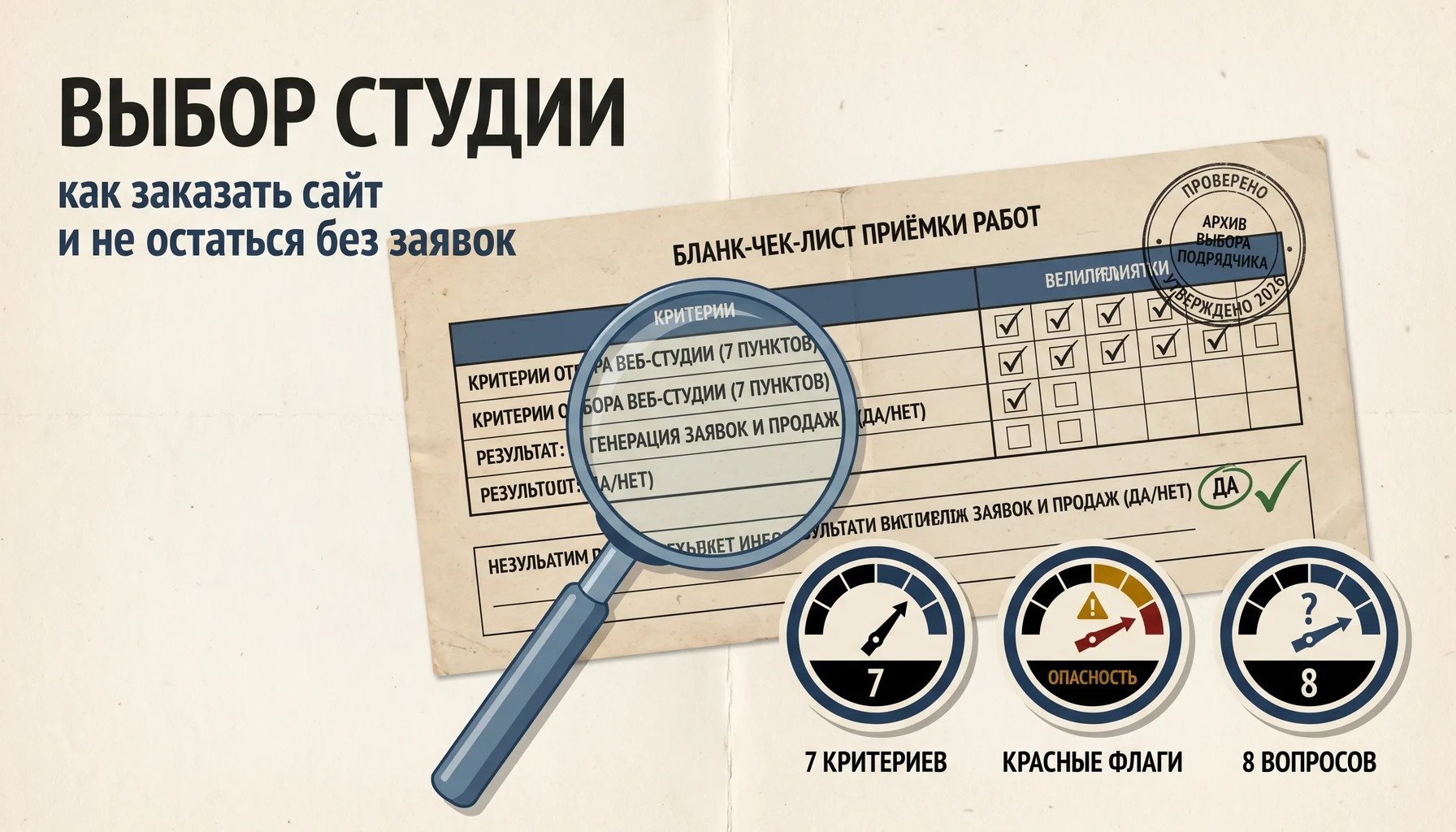 Как выбрать веб-студию и не остаться без заявок | 2026
